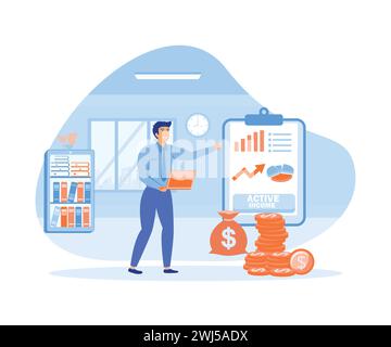 Man has paid job with stable salary. flat vector modern illustration Stock Vector
