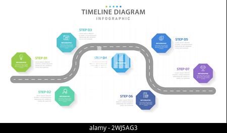 Infographics vector template with road map using pointers. Top view ...