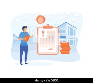 Receive bank approval, sign contacts and legal documents. flat vector modern illustration Stock Vector