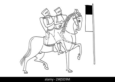 Seal of the Knights Templar with the banner, a symbol showing two knights riding on a single horse. The Templar Seal, as depicted in the 13th century. Stock Photo