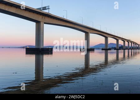 The Benicia-Martinez Bridge, Northbound Span with Mt Diablo in the Background. Solano and Contra Costa Counties, California. Stock Photo