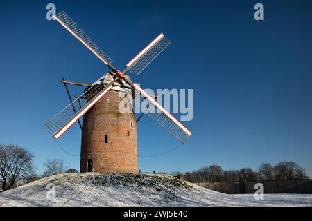 Geis mill in winter, Krefeld, Lower Rhine, North Rhine-Westphalia, Germany, Europe Stock Photo