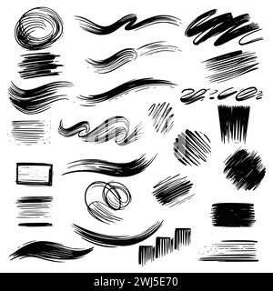 Paintbrush strokes, brush stroke abstract shapes, Vector black paint, ink brush stroke, brush, line or texture.. Stock Vector