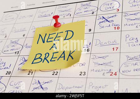 Very busy calendar with many notes and sticky note with help. 3D ...