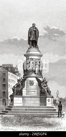 Memorial to 19th-century leader Daniel O'Connell by John Henry Foley, Dublin, Republic of Ireland. Europe. Three Months In Ireland By Miss Marie Anne De Bovet (1855 - 1935) Limerick and the Clare Coast 1889, Le Tour du Monde 1890 Stock Photo