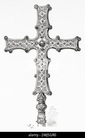 The Cross of Cong was made in 1123 to encase a fragment of the True Cross that was brought to Ireland, Dublin, Republic of Ireland. Europe. Three Months In Ireland By Miss Marie Anne De Bovet (1855 - 1935) Limerick and the Clare Coast 1889, Le Tour du Monde 1890 Stock Photo