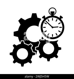 Efficiency icon. Clock gear symbol. Sign of the rapid passage. Vector illustration. EPS 10. Stock Vector