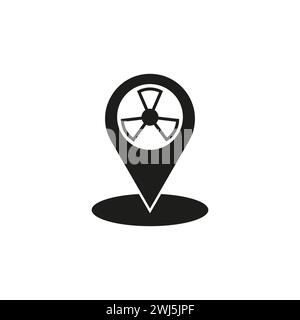 Radiation symbol. Location pin icon. Vector illustration. EPS 10. Stock Vector