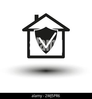 Home security icon. Home protection sign. Residential house. Home with shield symbol. House protect. Vector illustration. EPS 10. Stock Vector