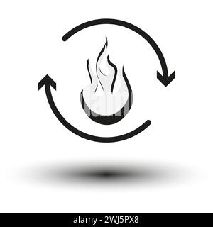 Metabolic processes icon. Synthesis calorie energy sign. Fire with arrows rotation symbol. Vector illustration. EPS 10. Stock Vector