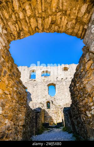 Remains of an old castle ruin in Germany. Wolfstein castle ruins near Neumarkt in the Upper Palatinate - Wolfstein. Stock Photo