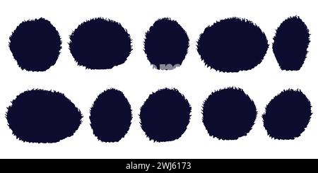 Set of abstract shaped stickers for unique modern round designs. 10 grunge-style frames Stock Vector