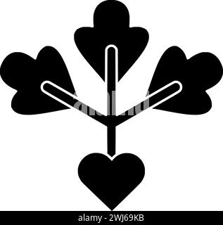 black coriander silhouette or flat leaf illustration of coriandrum logo leaves for food with ingredient icon and plant shape herb as condiment to seed Stock Vector