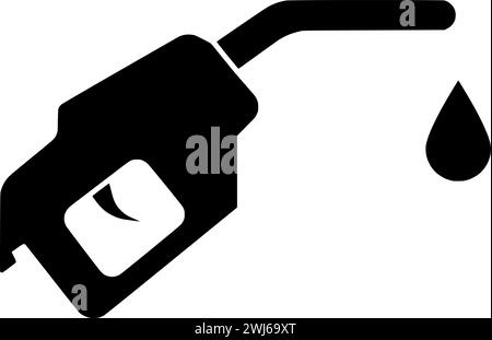 black petrol silhouette or flat hose illustration of fuel logo oil for petroleum with transportation icon and gas shape energy as diesel to power Stock Vector