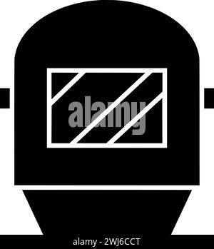 black welder silhouette or flat mask illustration of equipment logo helmet for welding with repair icon and metal shape work as safety to job Stock Vector