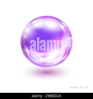 Glass ball vector .Violet - purple Crystal Magic Ball .Realistic balloon for labels, advertising. Stock Vector