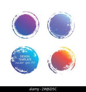 Gradient stamp vector.Grunge circles .Banners, Logos, Icons, Labels and Badges Set. Stock Vector