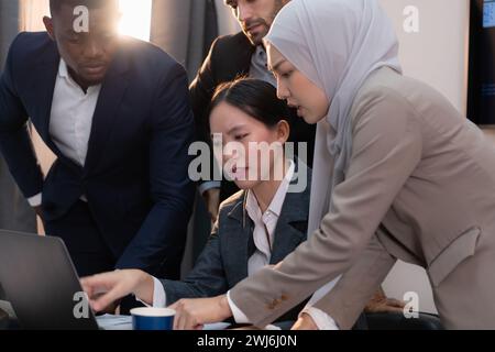 Multiethnic group of business people working together in a modern office Stock Photo