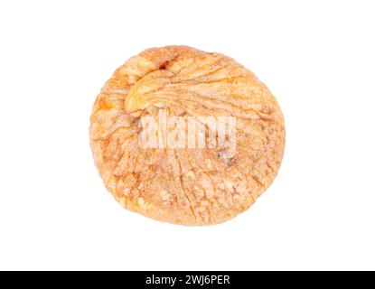 Dry flattened figs isolated on white background, top view Stock Photo