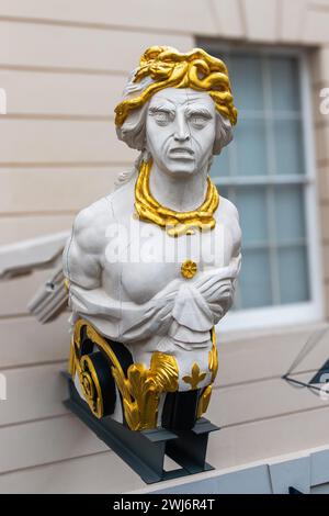 Ship figurehead of the Greek Fury Alecto on display at the National Maritime Museum, Greenwich, London Stock Photo