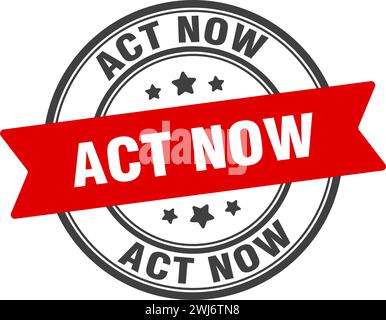 act now stamp. act now round sign. label on transparent background Stock Vector