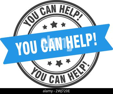 you can help stamp. you can help round sign. label on transparent background Stock Vector