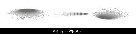 Stipple gradient oval shadow circle. Shadow effect texture ball dot background design frame. Stock Vector