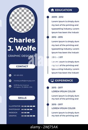 Resume CV Template .Clean Modern Resume and Cover Letter Layout Vector Template for Business Job Applications. Stock Vector