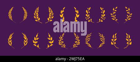 Set of beautiful golden victory wreaths Stock Vector