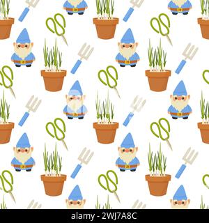 Seamless pattern gardening, inventory, planting.  For your design, wrapping paper, fabric. Stock Vector