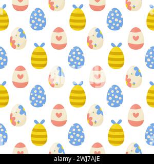 Seamless pattern easter eggs with different textures.  For your design, wrapping paper, fabric. Stock Vector