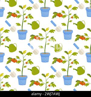 Seamless pattern gardening, inventory, planting.  For your design, wrapping paper, fabric. Stock Vector