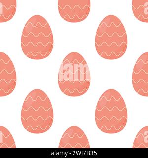 Seamless pattern easter eggs with waves pink. Vector . For your design, wrapping paper, fabric. Stock Vector