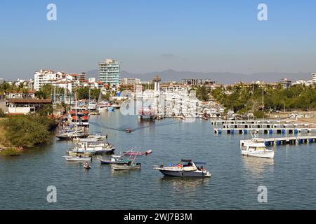 Puerto Vallarta, Mexico - 15 January 2024: Scenic landscape view of the marina in Puerto Vallarta Stock Photo