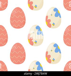 Seamless pattern easter eggs with flowers. Vector  For your design, wrapping paper, fabric. Stock Vector