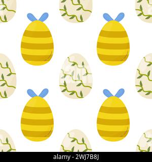 Seamless pattern easter eggs with different textures.  For your design, wrapping paper, fabric. Stock Vector