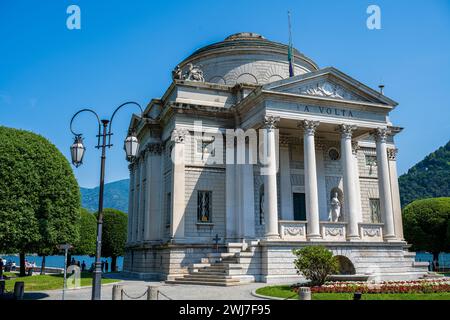 Volta Temple is a museum in the city of Como, Italy that is dedicated to Alessandro Volta, a scientist and the inventor of the electrical battery. Stock Photo