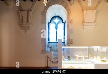 Exhibition room of the Norman Swabian Castle ( Castello Normanno Svevo) in the historical city center of Bari, Puglia region, (Apulia), southern Italy Stock Photo