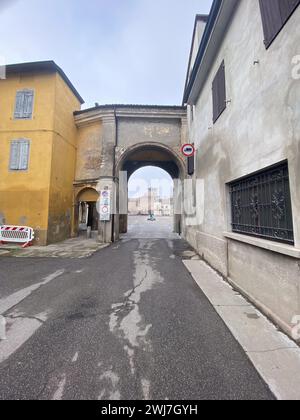 Roccabianca, Parma , Italy - december 31st 2023 Sighseeing the village details in downtown and castle Stock Photo