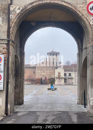 Roccabianca, Parma , Italy - december 31st 2023 Sighseeing the village details in downtown and castle Stock Photo