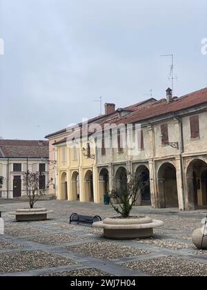 Roccabianca, Parma , Italy - december 31st 2023 Sighseeing the village details in downtown and castle Stock Photo