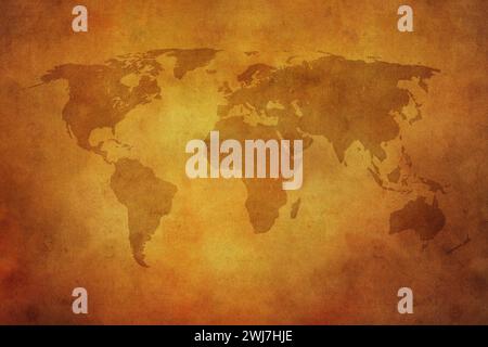 Old map of the world in grunge style. Perfect vintage background. Stock Photo