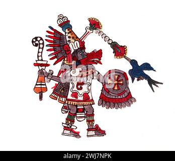 Quetzalcoatl, a deity in Aztec culture and literature. Depiction of the ...