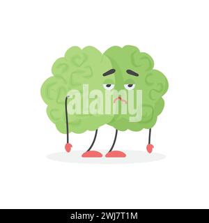 Cute brainy character expression flat icon set. Cartoon brain with ...