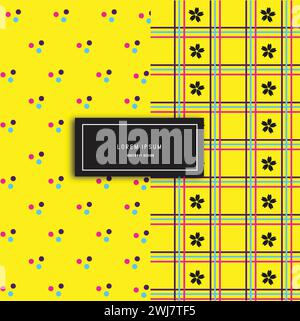 Seamless pattern with colorful dots on yellow background. Vector illustration Stock Vector