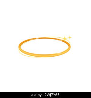 Golden halo with stars. Angelic round circle with yellow glow light Stock Vector