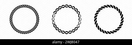 Braid circle frame. Round braided ring. Stock Vector