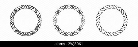 Braid circle frame. Round braided ring. Stock Vector