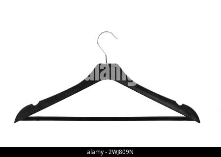 Black textured clothes hanger, isolated on white background Stock Photo