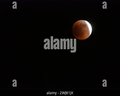 Super blood moon eclipse over Mexico City on January 22 Stock Photo